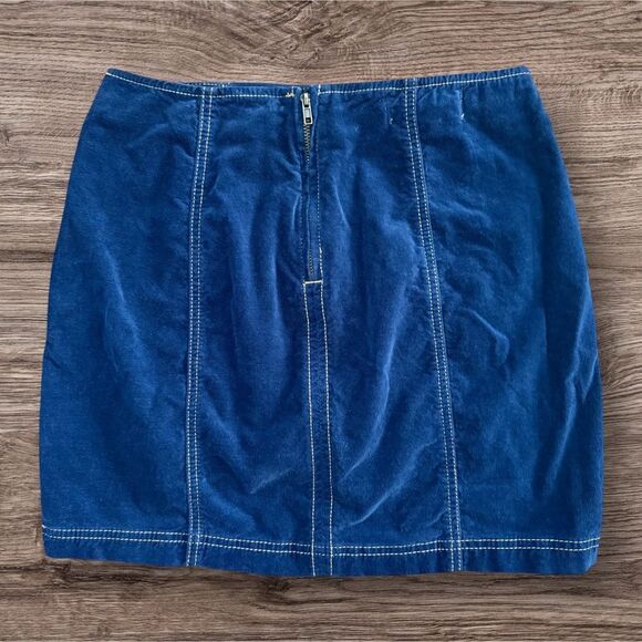 PacSun Blue Suede Pencil Mini Skirt Size 26 Cotton Blend Preowned EUC - Picture 2 of 7